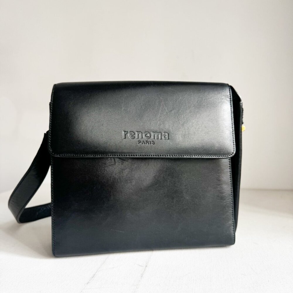 Renoma Paris Black Leather Structured Shoulder Bag